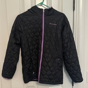 Columbia puffer jacket with fleece lining and hood
